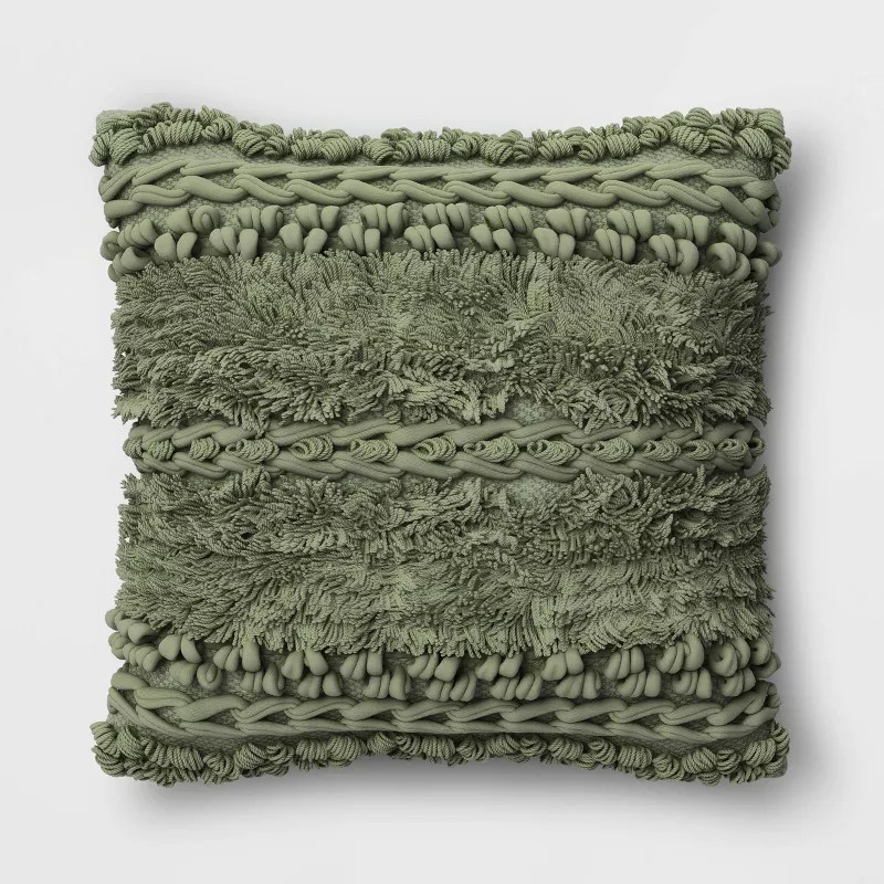 Tufted and Braided Striped Square Throw Pillow - Threshold™ | Target