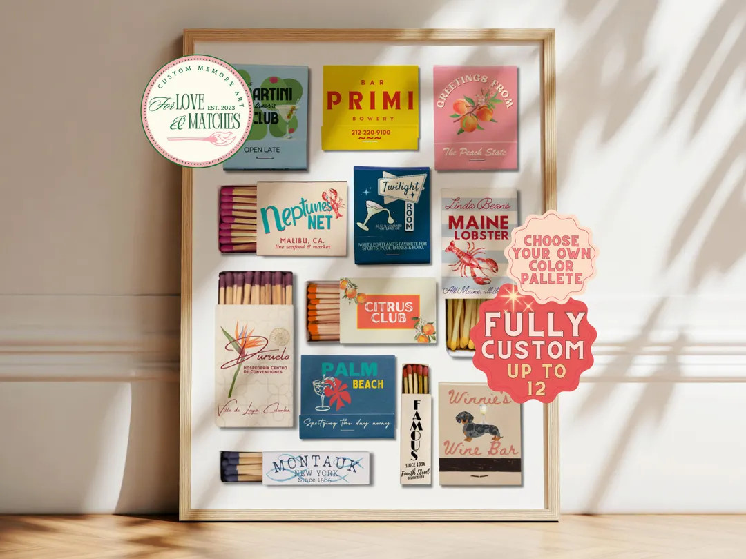 CUSTOM MATCHBOOK ART | Personalized Digital Matchbox Gift | Large Matches Print | Customized Retr... | Etsy (US)