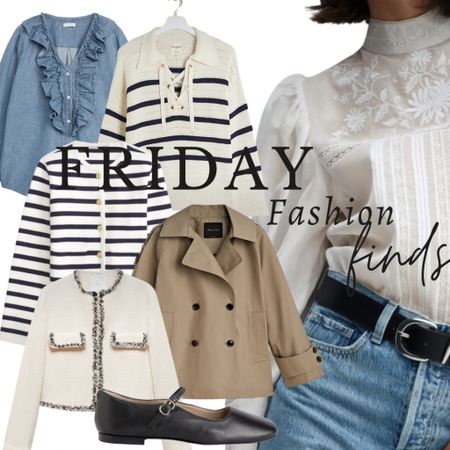 Friday Finds 

Spring 
Striped cardigans jackets
White lace blouse 
Shirt trench 
Denim blouse  


#LTKstyletip #LTKSpringSale