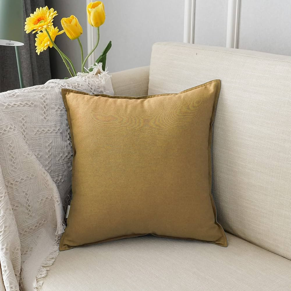 Jeanerlor 20"x20" Pillowcase Green Cousion Cover Decor Cotton Linen with Unique Design to Embelli... | Amazon (US)