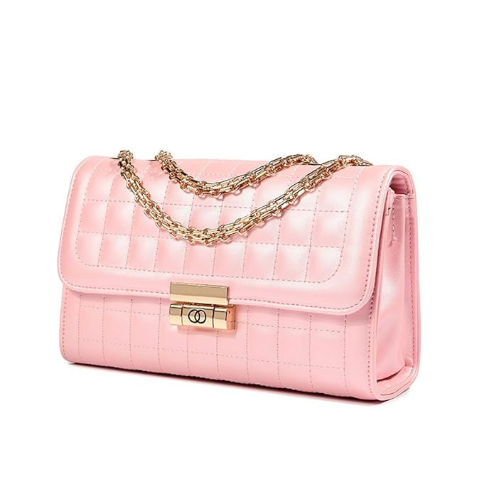 Women's Classic Quilted Crossbody Purse Shoulder Bags Golden Chain Satchel Handbags | Amazon (US)
