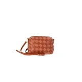 Time and Tru Women's Faux Leather and Suede Woven Camera Crossbody Bag, Cognac | Walmart (US)
