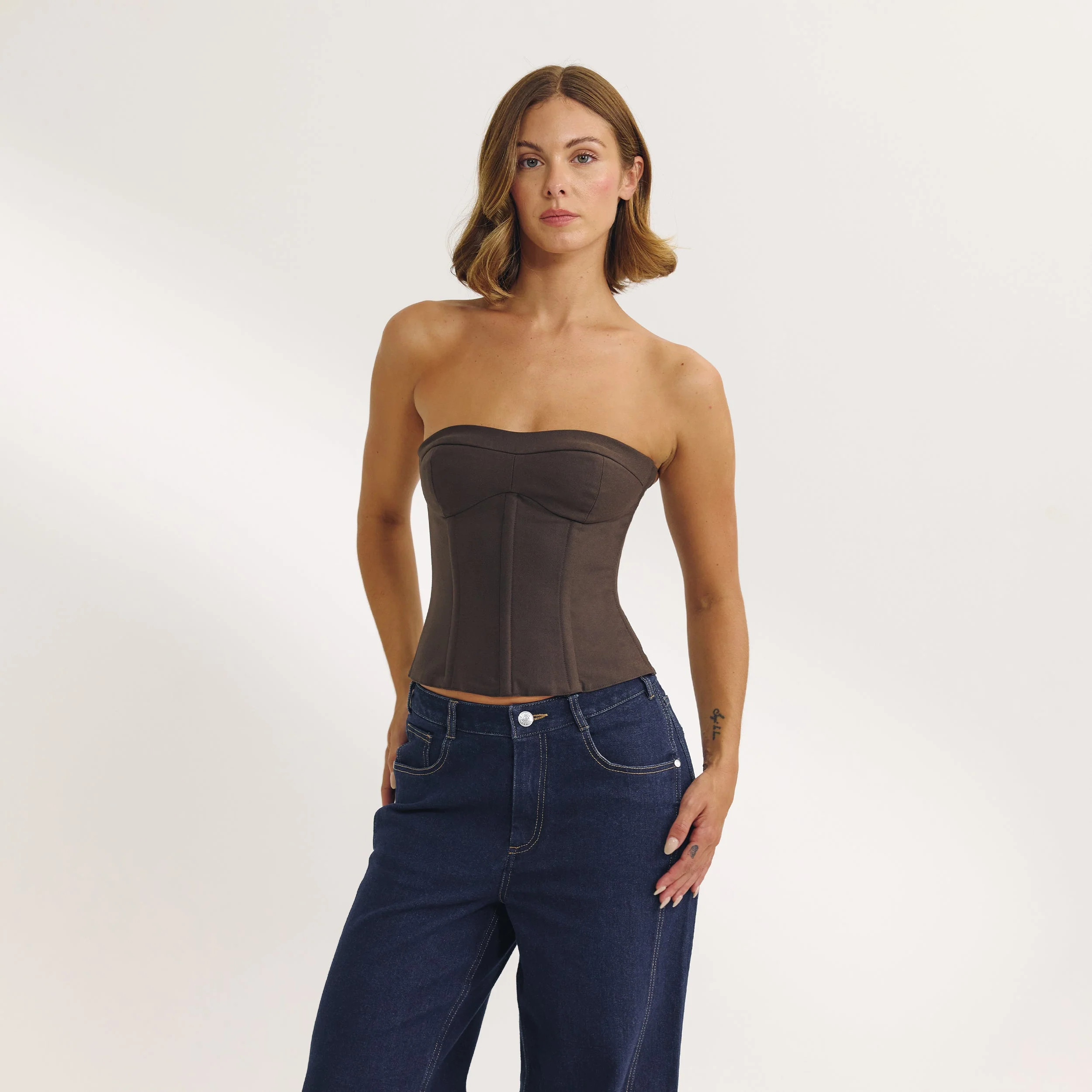 Bandeau Corset Top - Dark Brown | Lounge (US)