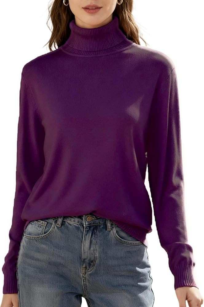 SANGTREE Women's Turtleneck Sweater Long Sleeve Casual Fall Winter Knit Pullover Sweater Top | Amazon (US)