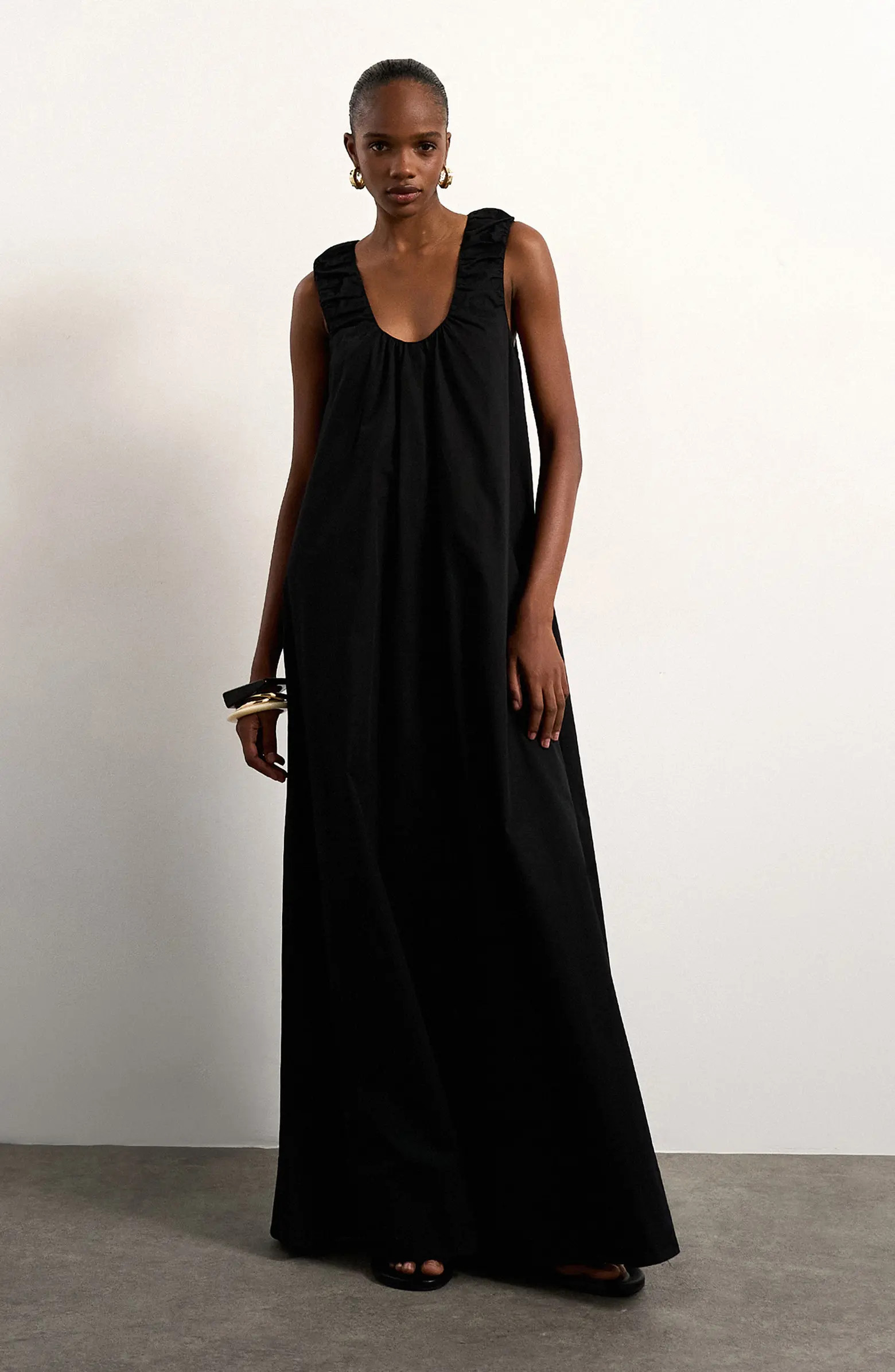 Topshop Ruched Cotton Poplin Maxi Dress | Nordstrom | Nordstrom
