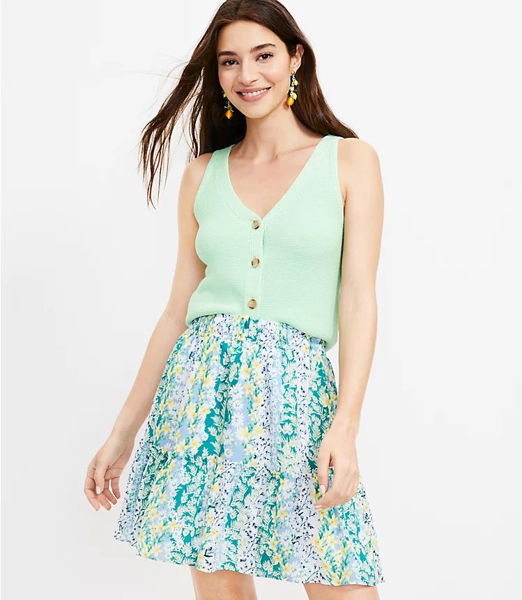 Floral Ruffle Flounce Skirt | LOFT | LOFT