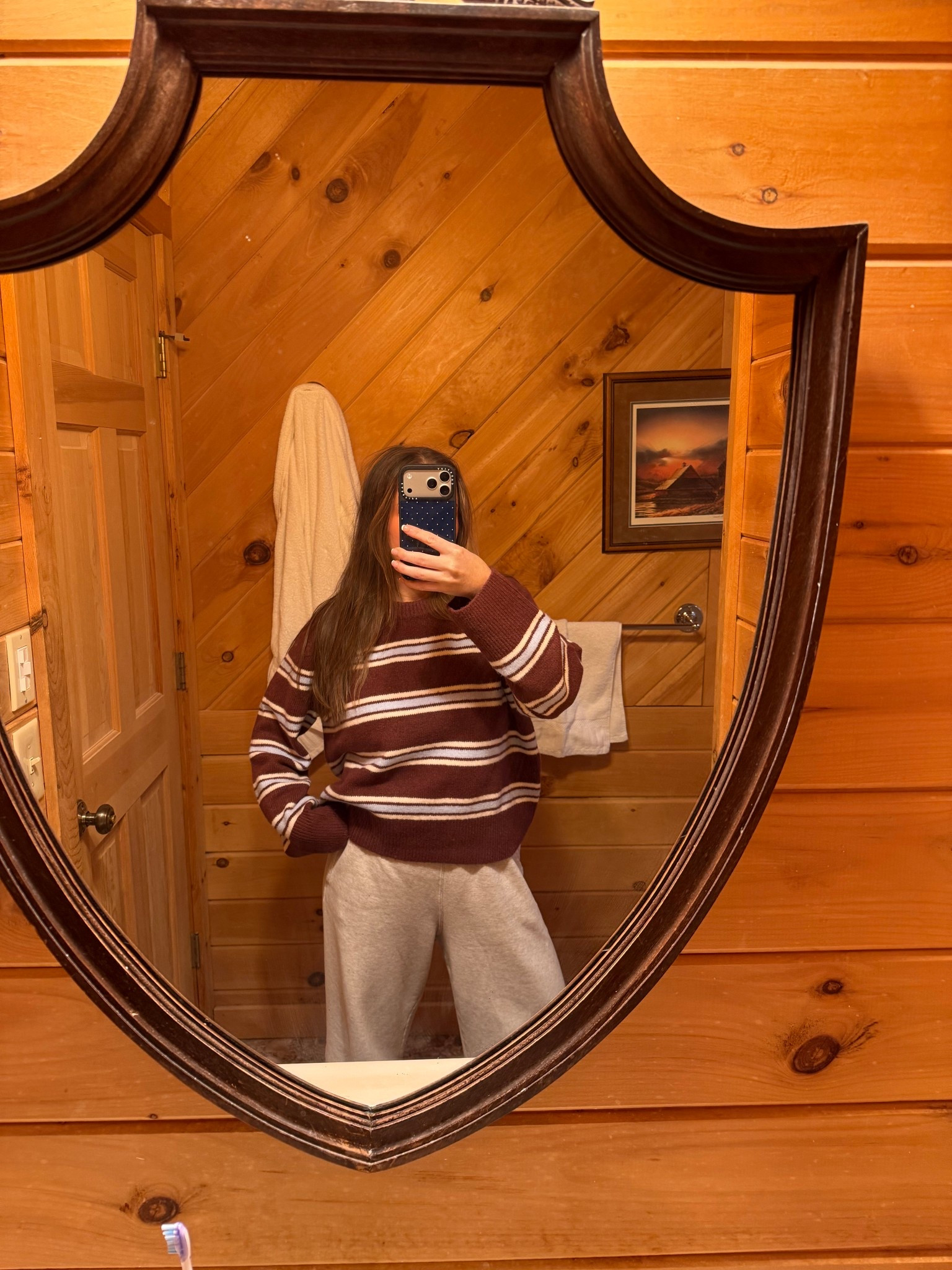 Cozy striped sweater in stock in all sizes
wearing a small 

#LTKSeasonal #LTKootd