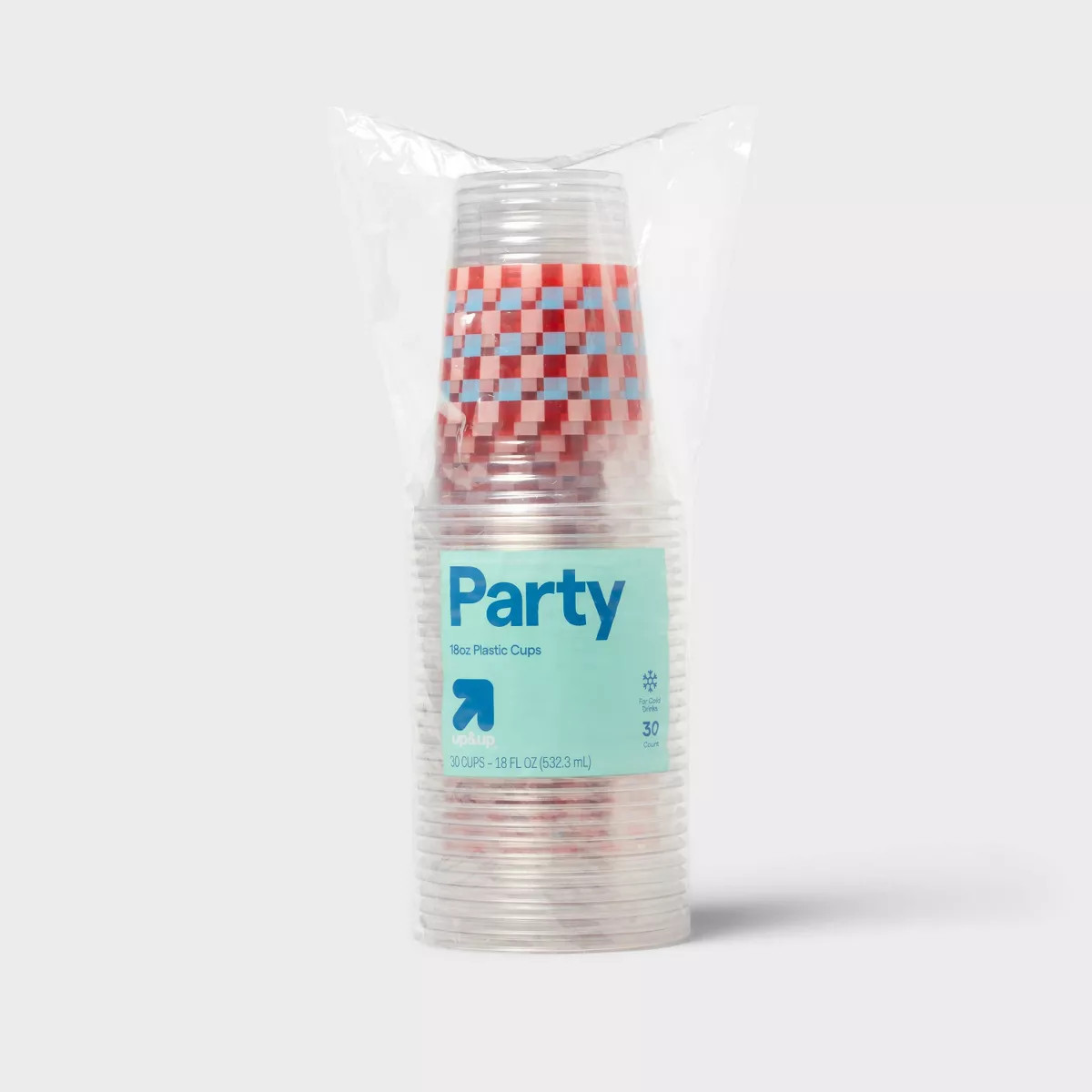 Disposable Clear Cup - Red Blue Checkered - 18oz/30ct - up&up™ | Target
