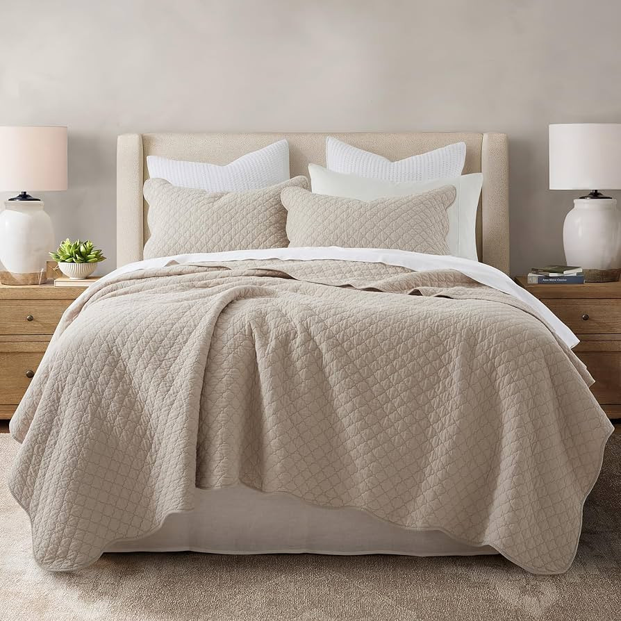 HORIMOTE HOME 100% Cotton Quilt King Size, Beige Soft Lightweight Cotton Bedspread Coverlet 3 Pie... | Amazon (US)