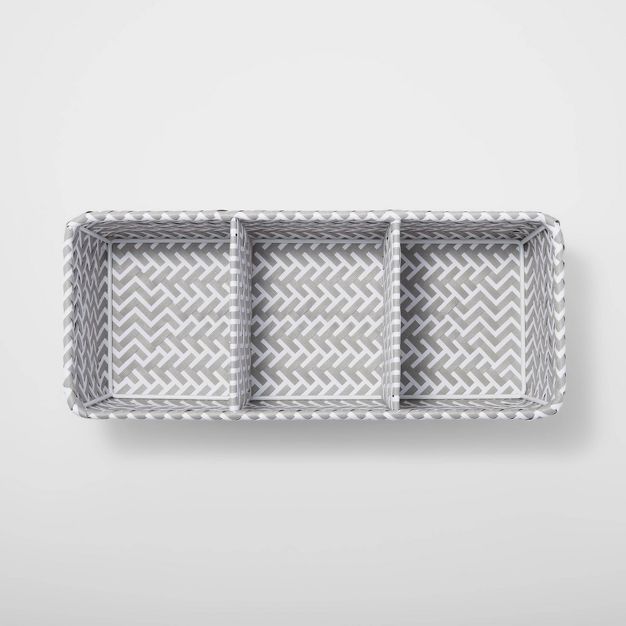Small Rectangle 3 Compartment Woven Bin Gray/White - Brightroom&#8482; | Target