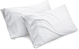 Bedsure Cooling Pillow Cases Standard Size - 100% Rayon Derived from Bamboo White Pillowcase, S... | Amazon (US)