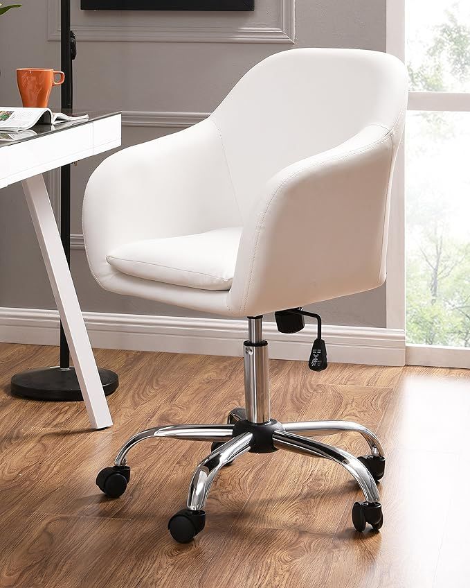 IDS Online Faux Leather Office Desk Swivel Chair, White | Amazon (US)