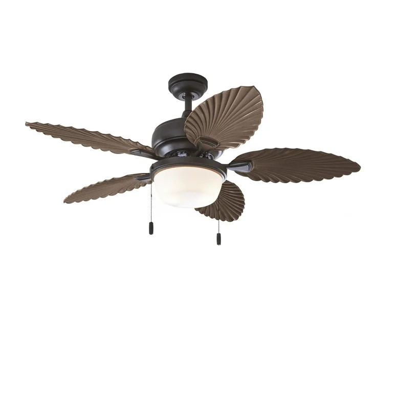 Better Homes & Gardens 52" Bronze Industrial Ceiling Fan, 5 Palm Leaf Blades, LED Light, Indoor/ ... | Walmart (US)