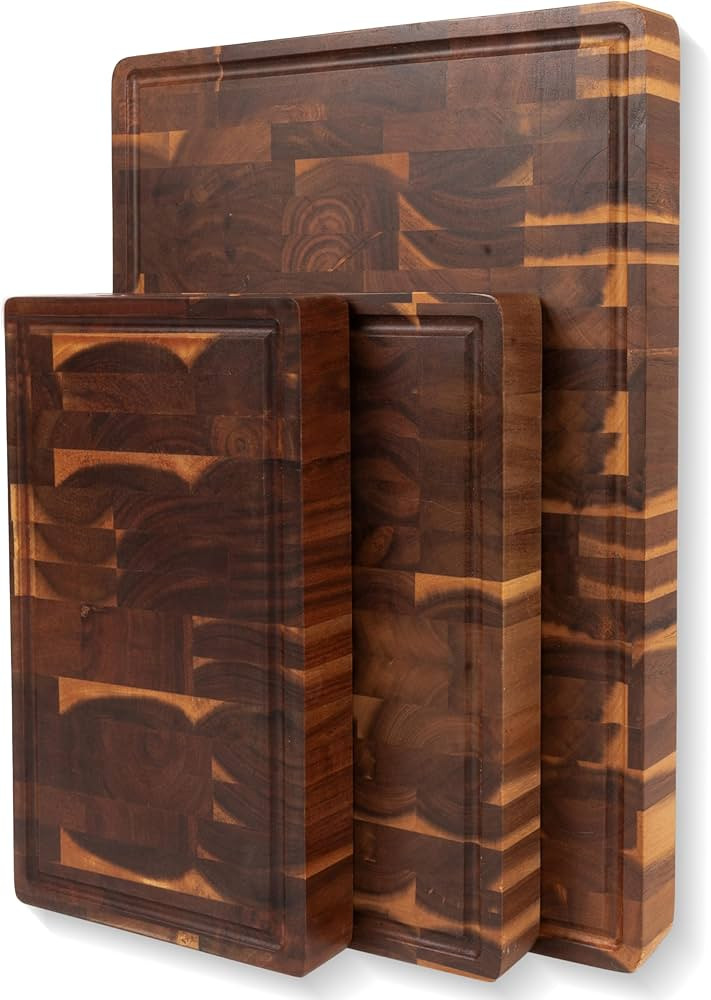 KOLWOVEN Acacia Wood Cutting Boards Set for Kitchen Set of 3 1.5 Inch Thick - Large Wooden Cuttin... | Amazon (US)