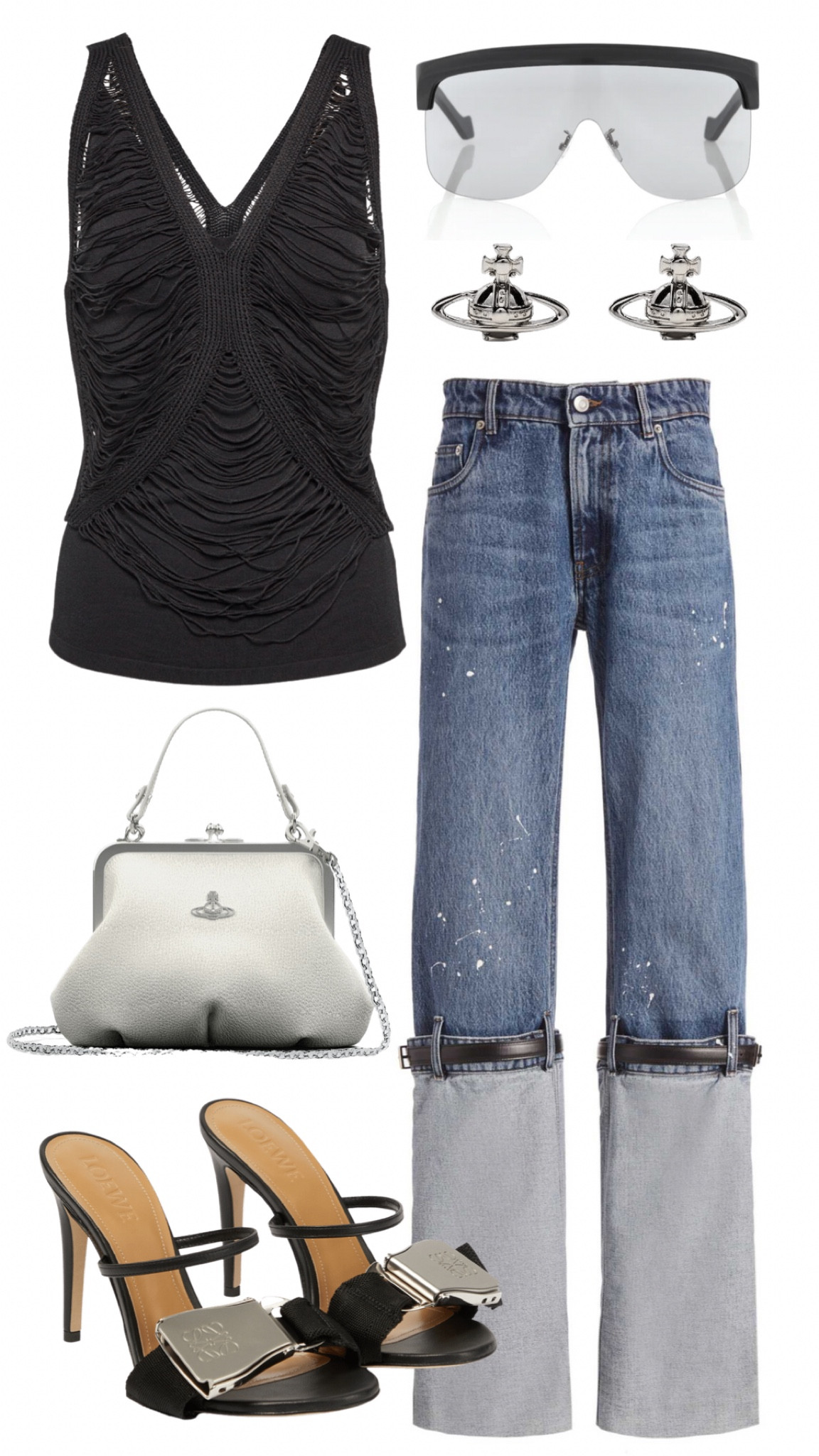 dion lee top 
loewe heels 
coperni jeans 
vivienne westwood bag 
vivienne westwood earrings

#LTKHoliday #LTKfit #LTKSeasonal