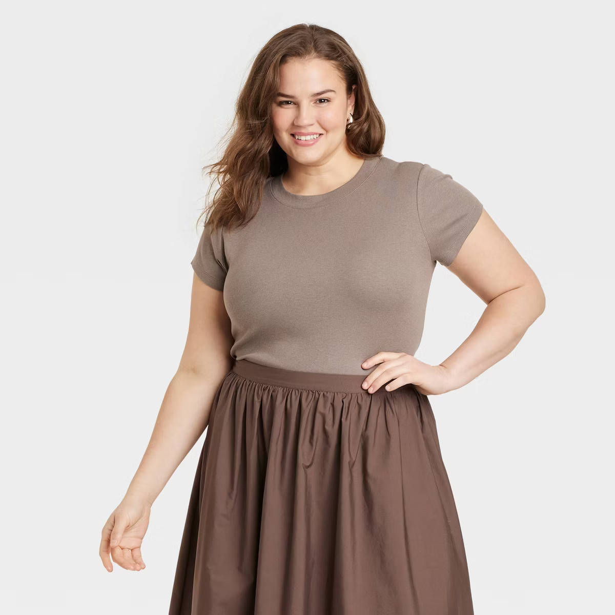 Women's Slim Fit Short Sleeve Cropped Ribbed T-Shirt - A New Day™ | Target