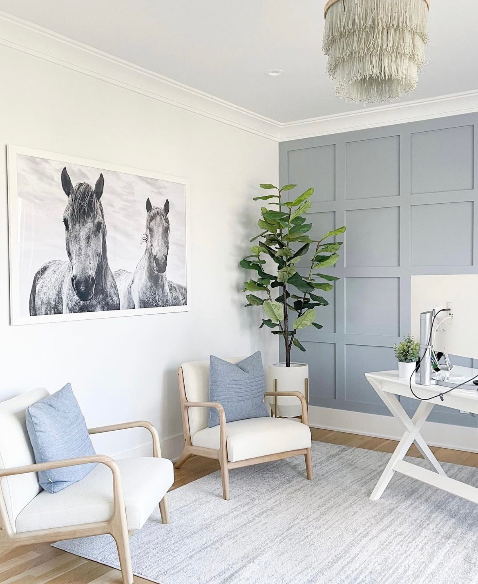 Coastal, calm, chic home office. Love working in this space!
