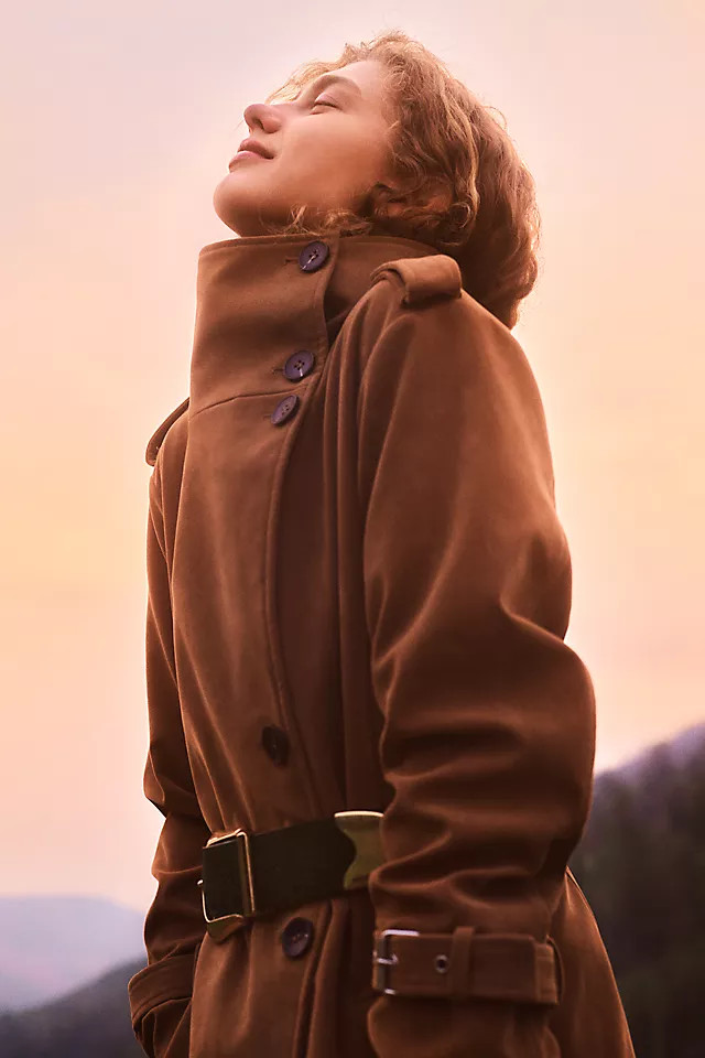 Avec Les Filles Suede Funnel-Neck Long Coat | Anthropologie (US)