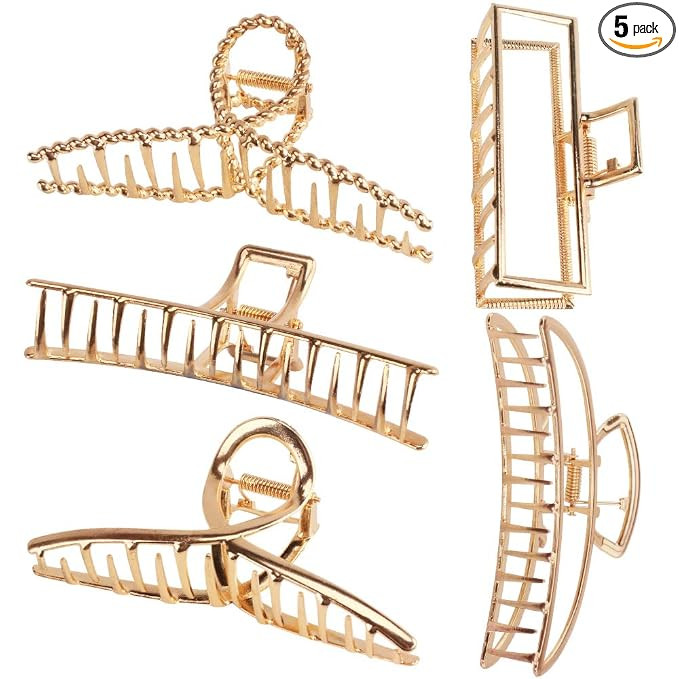 ANBALA Gold Hair Clips, Metal Large Claw Clips for Thick Hair Big Jaw Clips for Hair, Butterfly H... | Amazon (US)