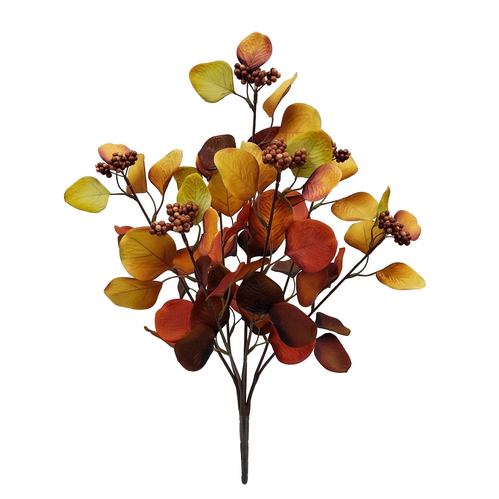 Mainstays 20" Artificial Flower Bush, Eucalyptus, Red and Brown Colors | Walmart (US)