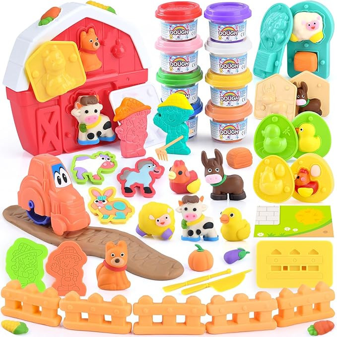 Farm Animals Color Dough Toys for Kids Ages 2-4-8, Big Red Barn Farm Playset with Animal Figures ... | Amazon (US)