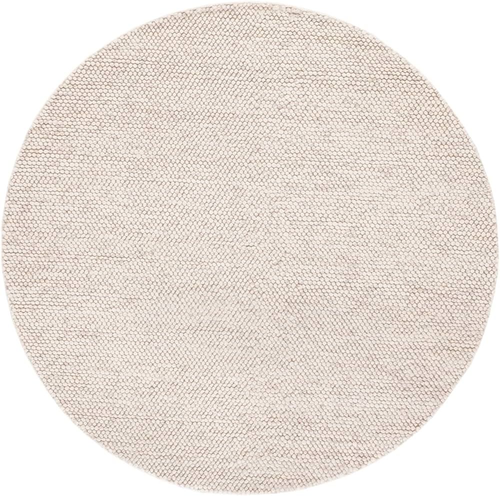 SAFAVIEH Natura Collection 6' Round Beige/Ivory NAT425B Handmade New Zealand Wool Area Rug | Amazon (US)