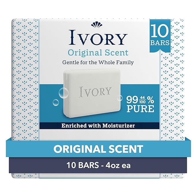 Ivory Gentle Bar Soap, Designed for Whole Family, 99.44% Pure Formula, Plant-Based Cleanser, Made... | Amazon (US)