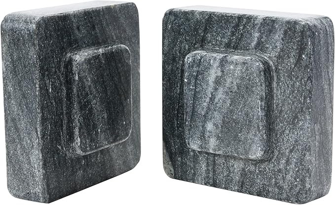 Main + Mesa Square Marble Bookends, Black | Amazon (US)