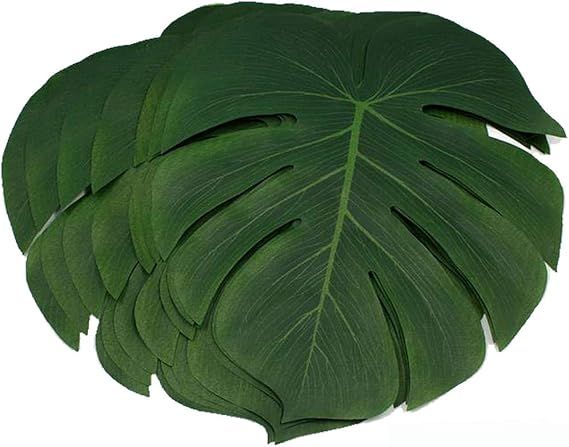 36Pcs Artificial Tropical Palm Leaves Large Size Bonus 2 Sheets/40pcs Dot Glues,Fake Faux Palm Le... | Amazon (US)