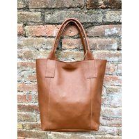 Tote Leather Bag in Camel Brown. Leather Shopper Genuine Leather. Large Carry All For Your Laptop, Books. Brown | Etsy (US)