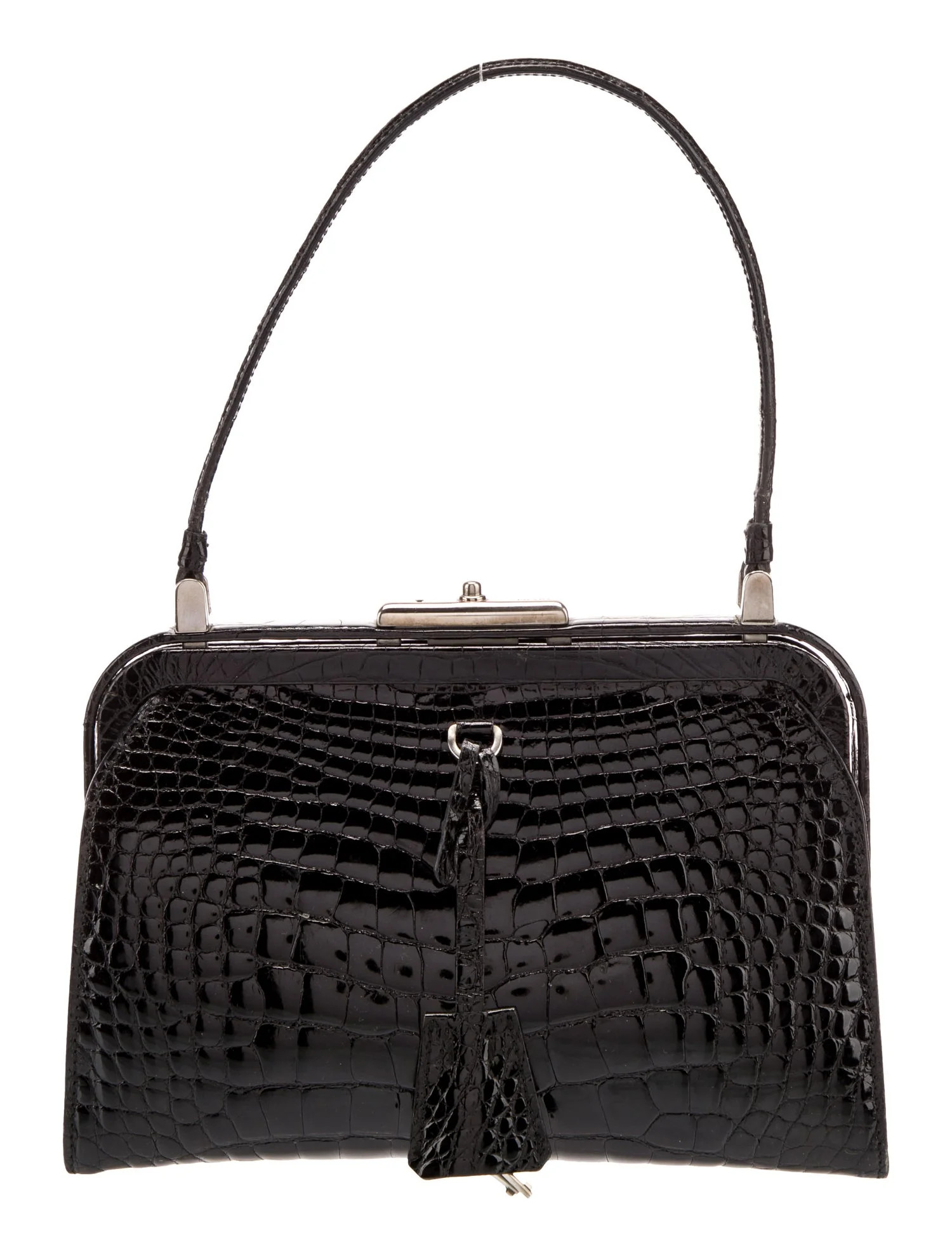 Enameled Metal Triangle Top Handle Bag | The RealReal