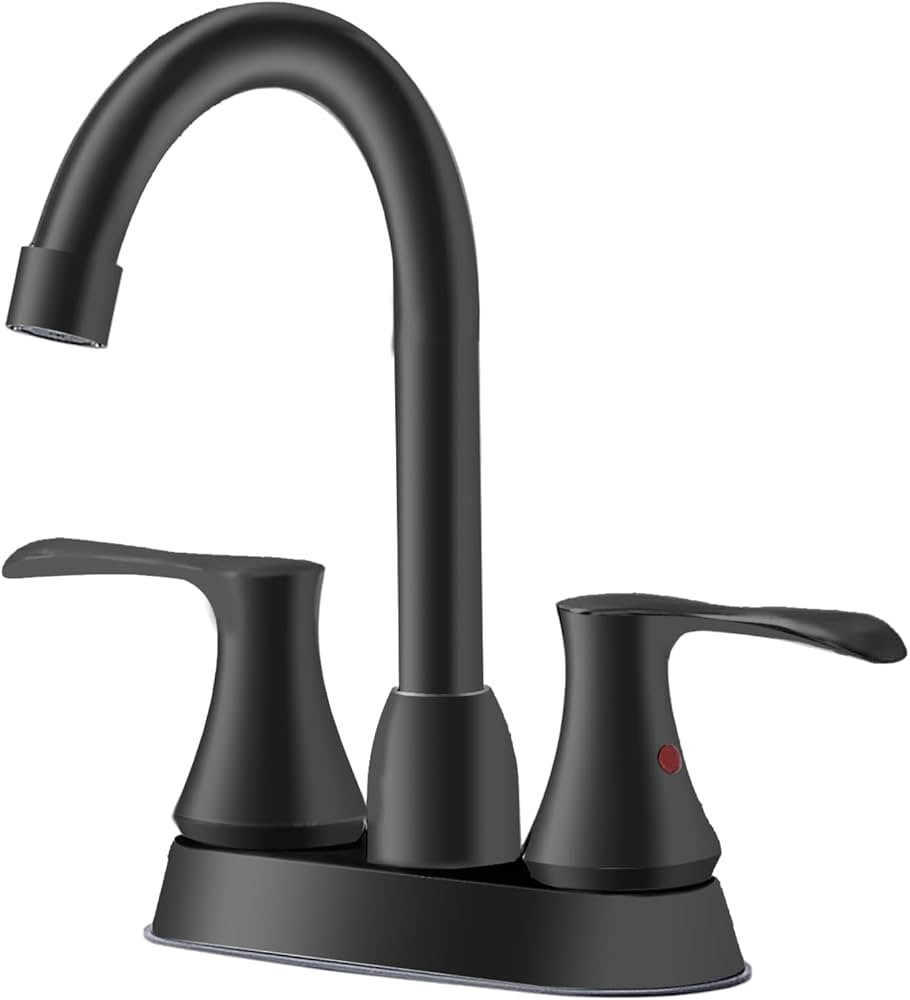 Comllen Black Bathroom Faucet, Modern Centerset 4 Inch 2 Handle 360°Swivel Spout Lead-Free Matte... | Amazon (US)