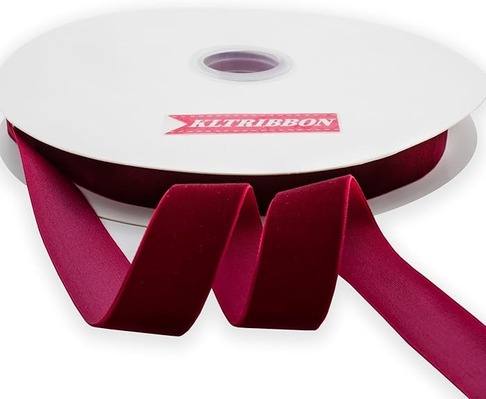 Nylon Velvet Ribbon Single Faced,1 Inch X 25Yards Spool (Wine) | Amazon (US)