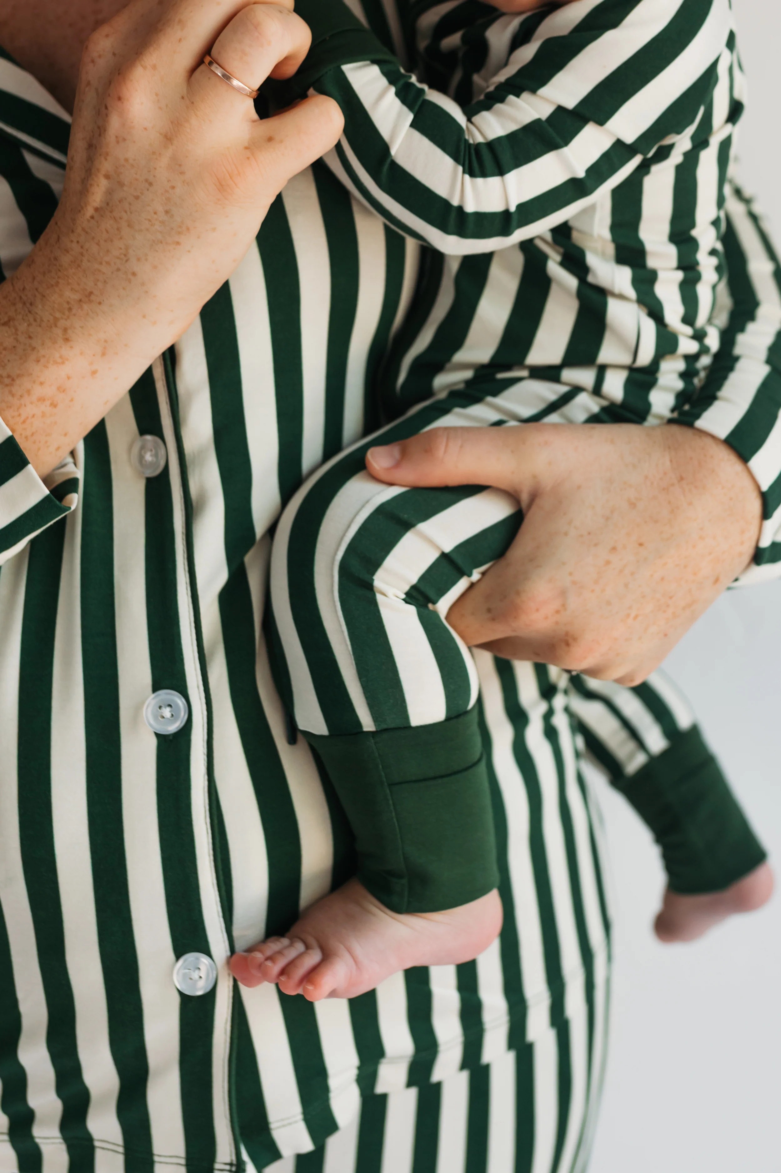 Green Stripe Zipper Romper | In My Jammers