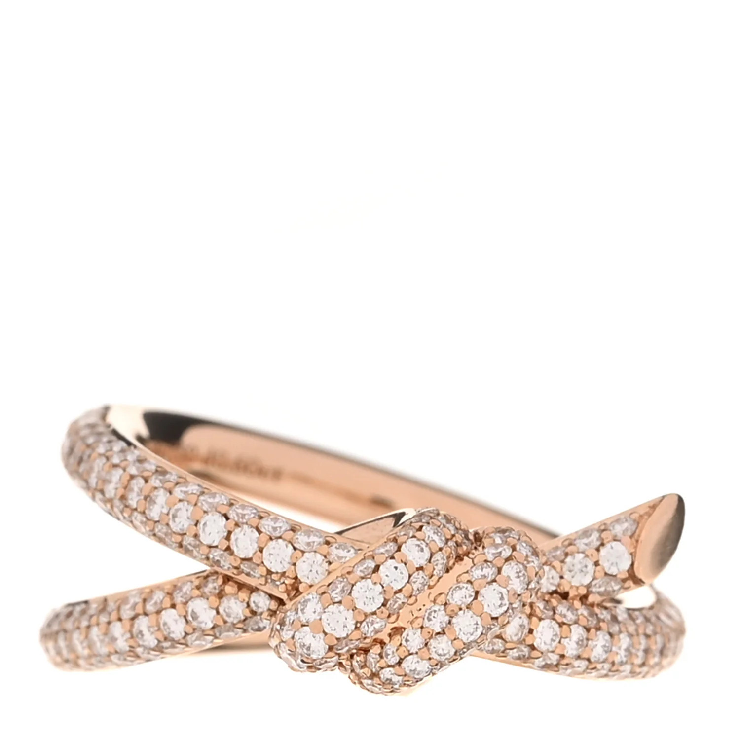 Tiffany 18K Rose Gold Diamond Knot Double Row Ring 53 6.5 1970587 | FASHIONPHILE (US)