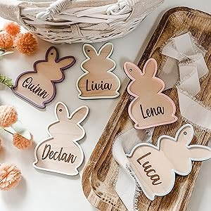 Imaginate Personalized Handmade 3D Layered Easter Bunny Basket Tag - Custom Wood & Acrylic Laser ... | Amazon (US)
