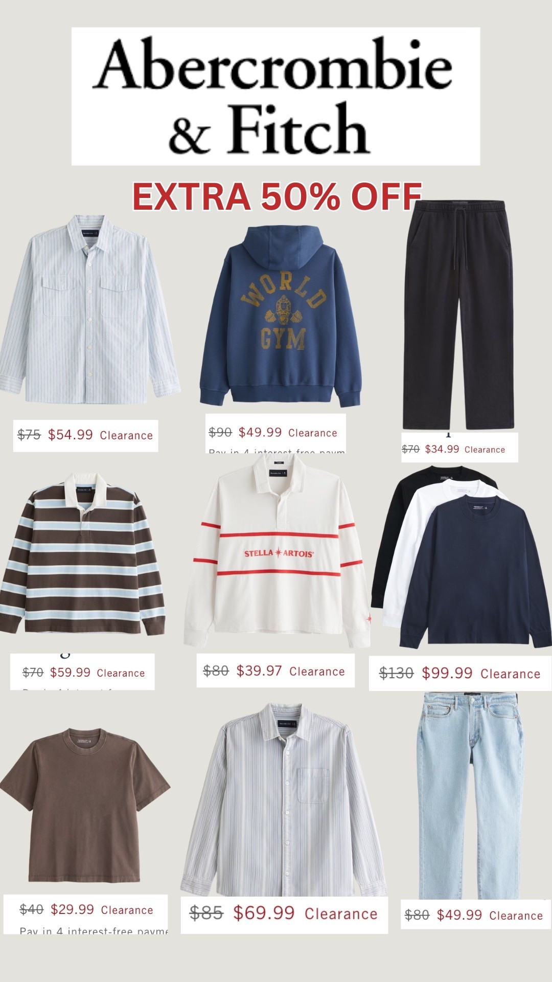 Abercrombie just went CRAZY… extra 50% off clearance right now 🤯🔥
These are the exact pieces I always tell you guys to stock up on—clean button downs, everyday tees, relaxed pants, and easy layering pieces. This is how you build a solid wardrobe for cheap.

If you’ve been waiting to upgrade your basics, this is the time. Everything linked before it sells out ⏳

Hashtags:
#abercrombie #abercrombiefitch #mensfashion #menswear #affordablefashion #mensstyle #outfitinspo #styleinspo #fashiondeals #salealert #ltk #ltkunder100 #ltkstyle #springfashion #summerstyle #mensoutfits #minimalstyle #wardrobeessentials

#LTKMens #LTKootd #LTKgrwm