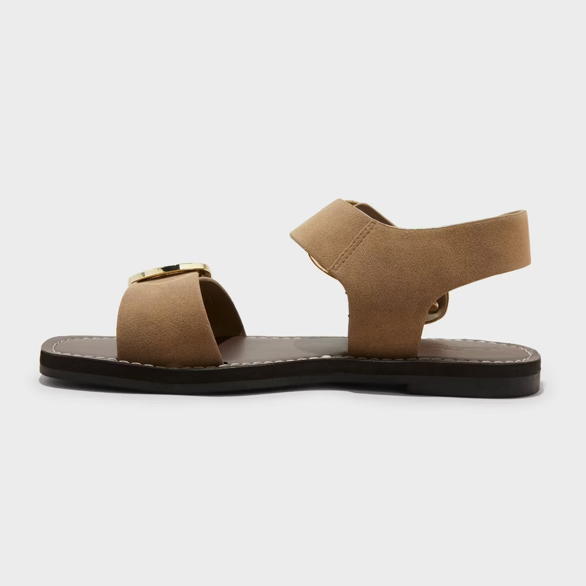 Women's Mira Double Buckle Flat Sandals - Universal Thread™ Black 6: Open Toe, Instep Strap, Te... | Target