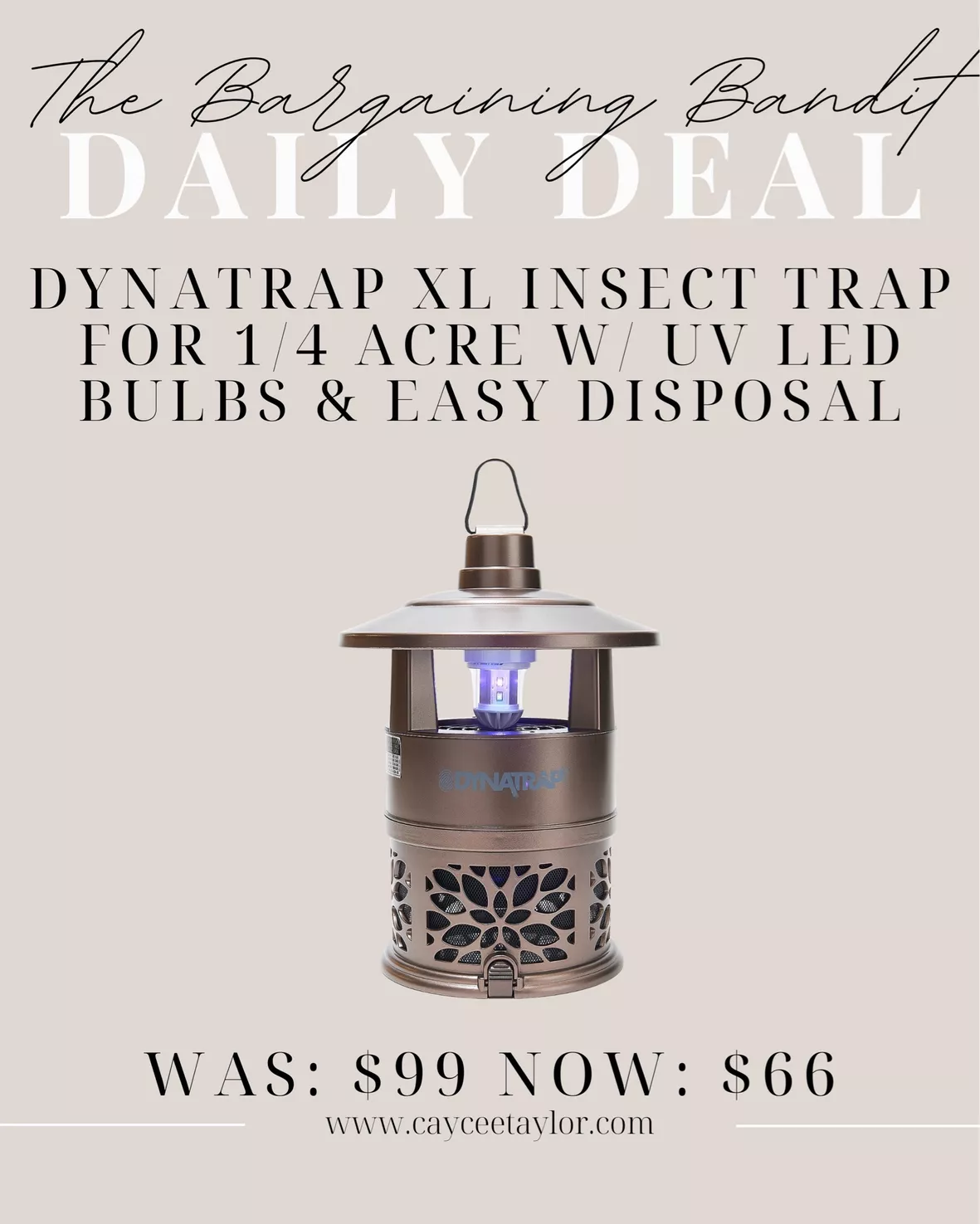 DynaTrap XL Insect Trap For 1/2 Acre w/ UV LED Bulbs & Easy Disposal