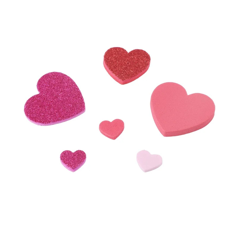Valentine's Day Red and Pink Foam Heart Sticker Party Favors, 20 Count, by Way To Celebrate | Walmart (US)
