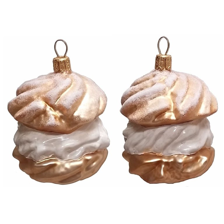 Cream Puff Dessert Polish Blown Glass Christmas Ornament Set of 2 Decorations | Walmart (US)