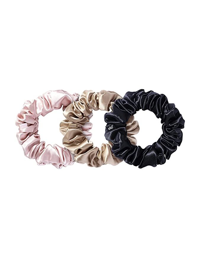 Amazon.com: Slip Silk Large Scrunchies in Black, Pink, and Caramel - 100% Pure 22 Momme Mulberry ... | Amazon (US)