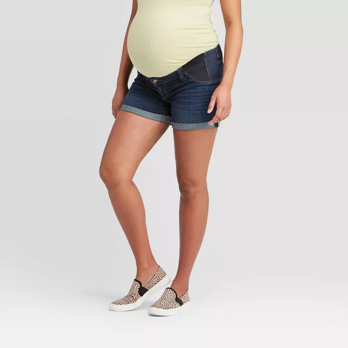 Maternity Side Panel Midi Jean Shorts - Isabel Maternity by Ingrid & Isabel™ Blue | Target