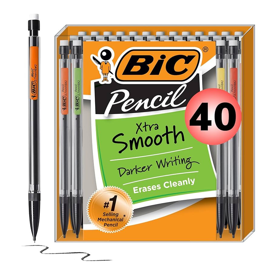 BIC Xtra-Smooth Mechanical Pencils with Erasers, Bright Edition Medium Point (0.7mm), 40-Count Pa... | Amazon (US)