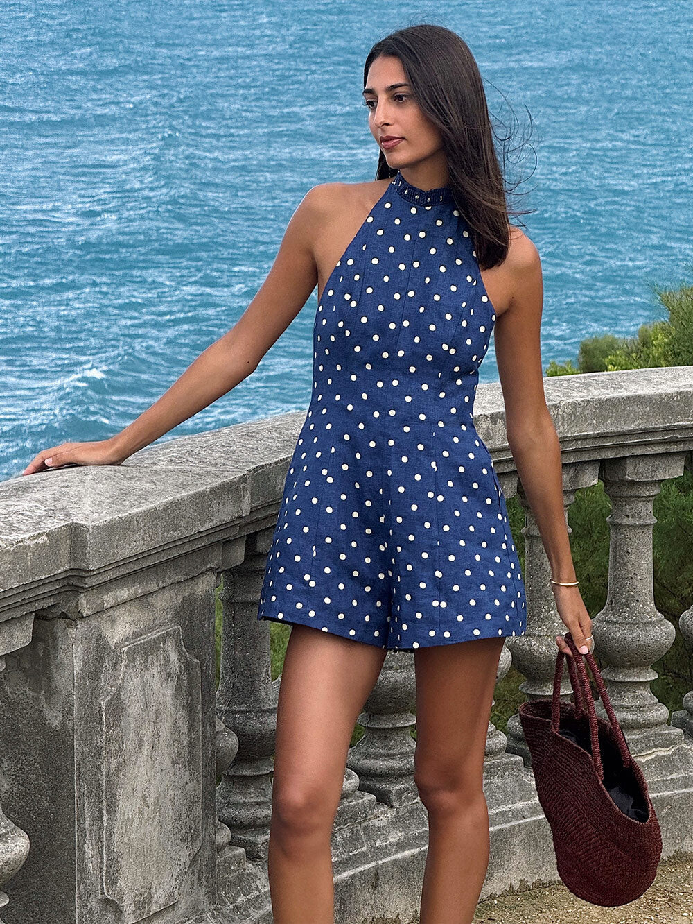 Lily Playsuit | Navy Polka Dot Playsuit | KIVARI | Kivari (Global minus AU/NZ)