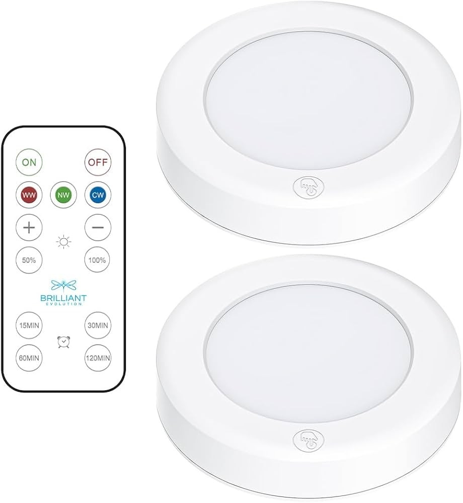 Brilliant Evolution Stick On Lights with Remote - Wireless Under Cabinet Lighting for Kitchens - ... | Amazon (US)
