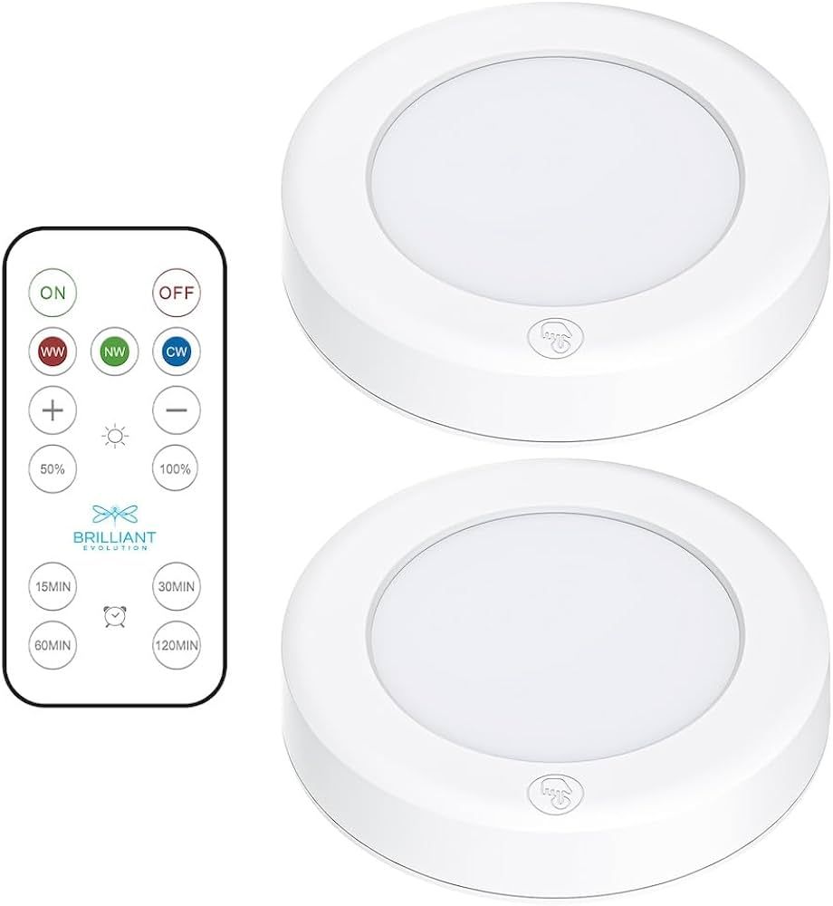Brilliant Evolution Stick On Lights with Remote - Wireless Under Cabinet Lighting for Kitchens - ... | Amazon (US)