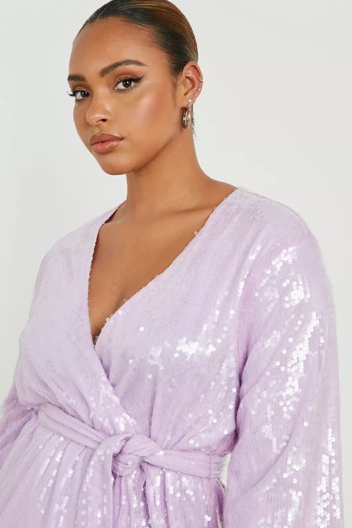 Plus Sequin Wrap Dress | Boohoo.com (US & CA)
