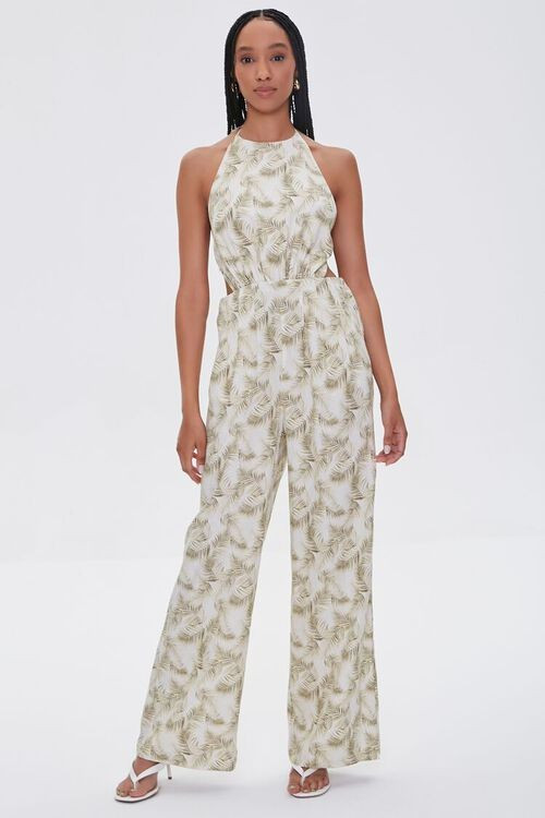 Tropical Leaf Print Halter Jumpsuit | Forever 21 (US)