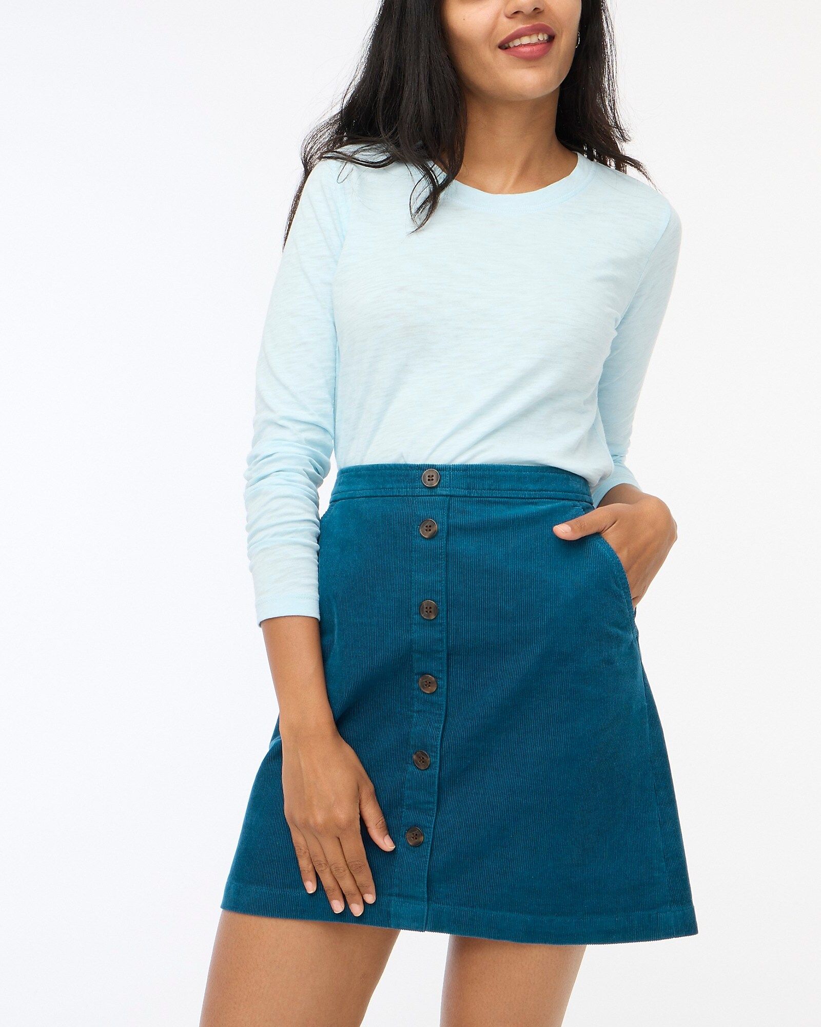Corduroy button-front mini skirt | J.Crew Factory